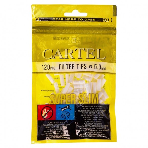 Фильтры для самокруток Cartel - Super Slim (120 штук, 15х5,3 мм) купить в Самаре